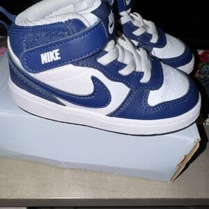 Nike Kids Navy and White High-Top Sneakers